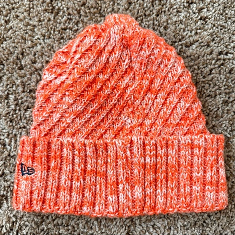 Denver Broncos New Era Knit Beanie Hat Orange & White Women’s One Size